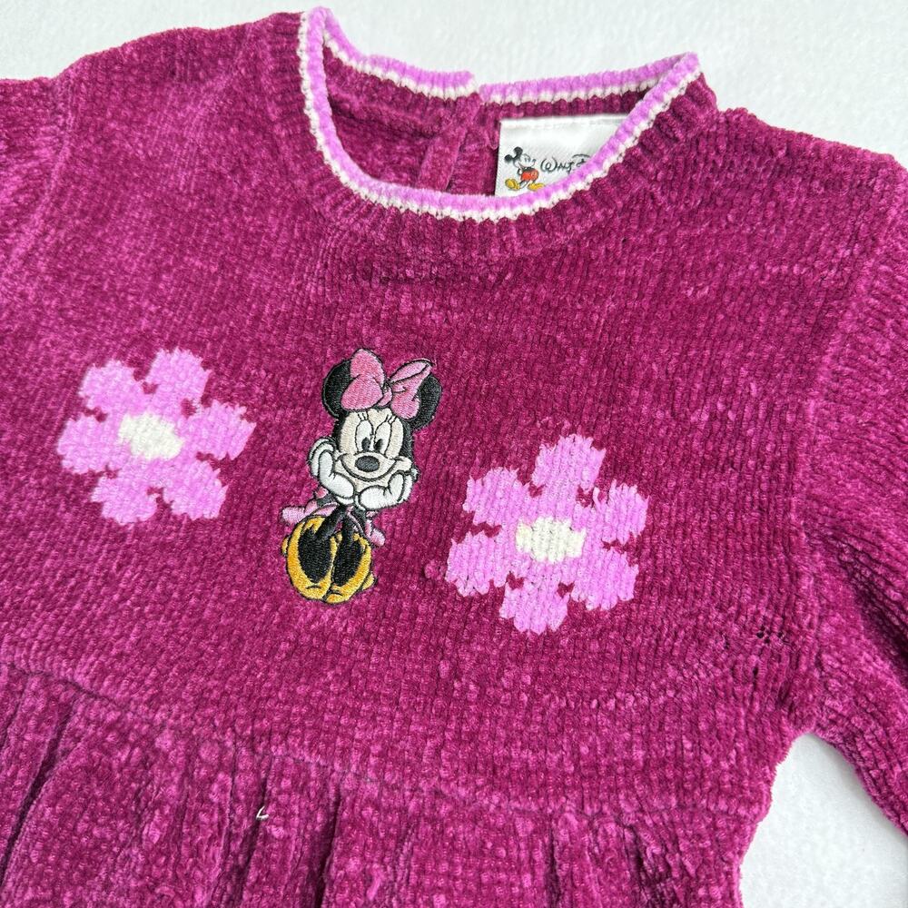 Minnie Mouse Chenille Dress Walt Disney World Kids Girls 4T Pink Sweater Knit